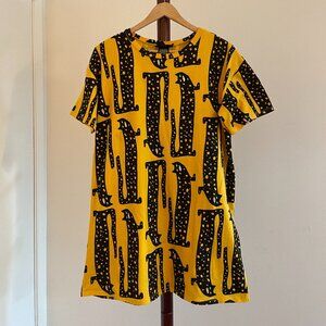 Nooworks Tee Dress Long Cats Yellow - Medium